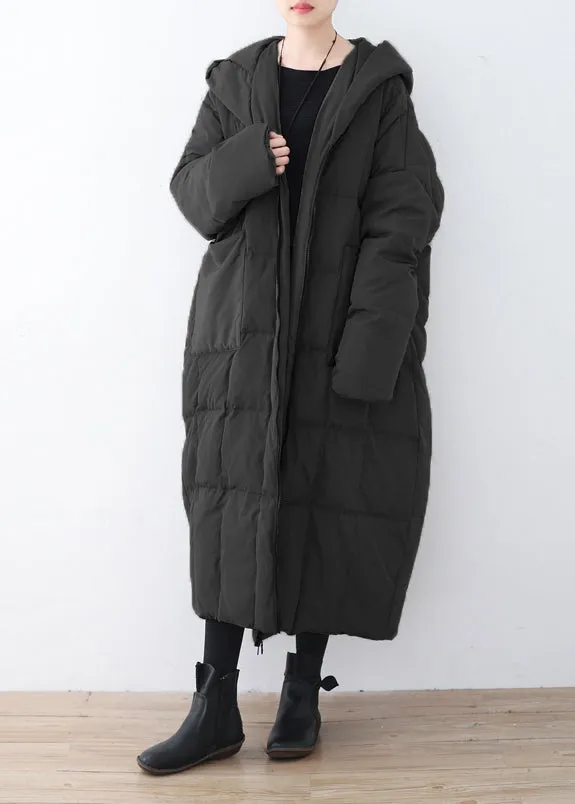 Limited Stock-Gray Warm Down Coat Plus Size Parka thick Hooded Maxi Cardigan