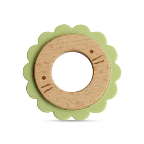 Little Rawr Wood   Silicone Disc Teether- LION Shape- Green