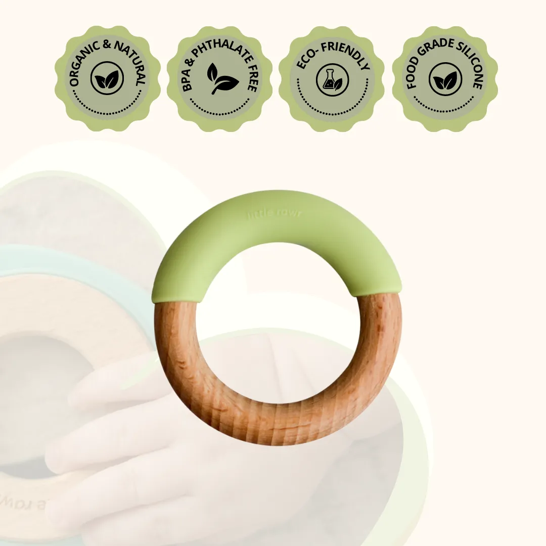 Little Rawr Wood   Silicone Simple Ring -Green