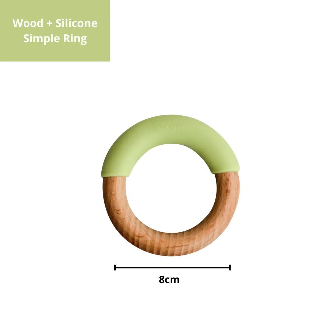 Little Rawr Wood   Silicone Simple Ring -Green