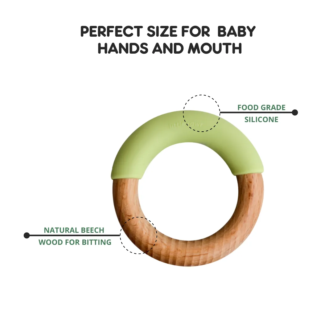 Little Rawr Wood   Silicone Simple Ring -Green