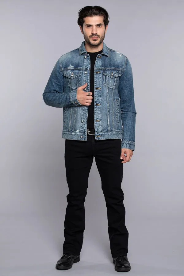 Med Blue Full Sleeves Denim Jacket