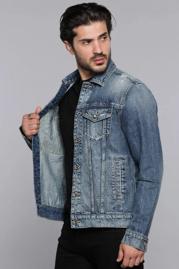 Med Blue Full Sleeves Denim Jacket