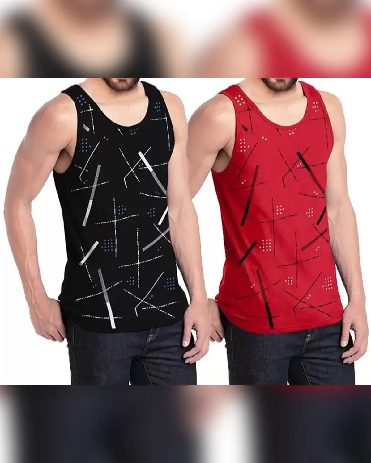 Men Vest Black Red (Pack of 2)