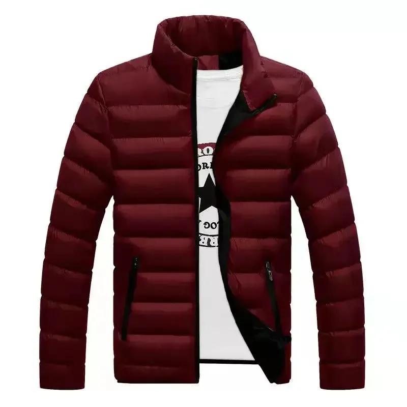 Men's Down Jacket 2022 Winter Fashion Solid Color Stand Collar Cropped Jacket Waterproof Warm Coat Streetwear