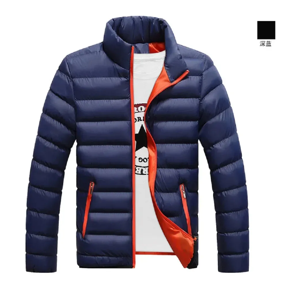 Men's Down Jacket 2022 Winter Fashion Solid Color Stand Collar Cropped Jacket Waterproof Warm Coat Streetwear