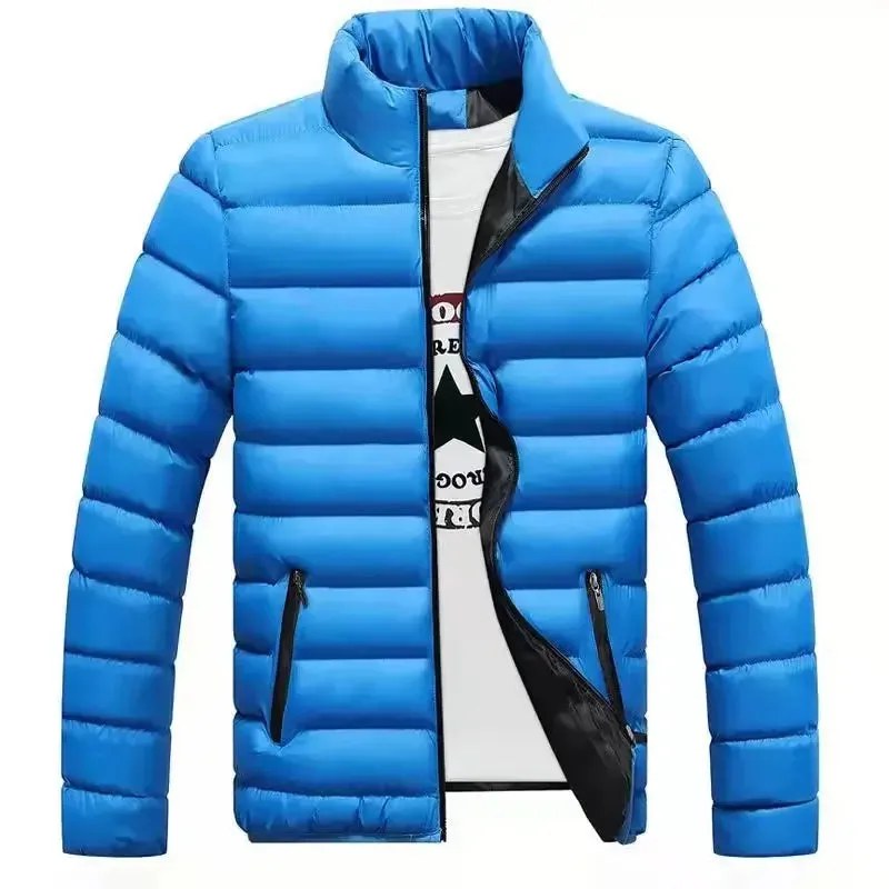 Men's Down Jacket 2022 Winter Fashion Solid Color Stand Collar Cropped Jacket Waterproof Warm Coat Streetwear