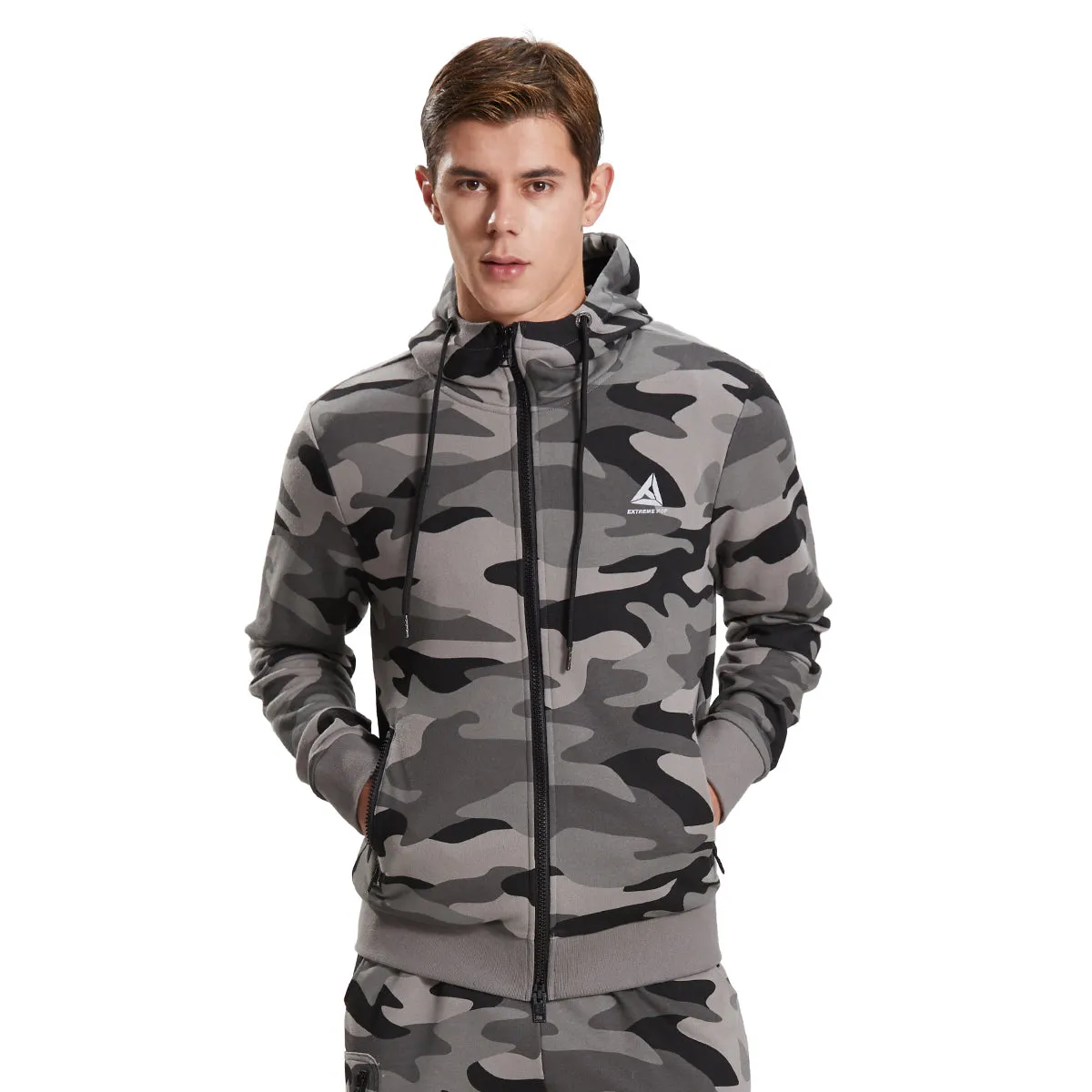 Mens Hoodie Full Zip Sweatshirts Camo Jacket size S M L XL