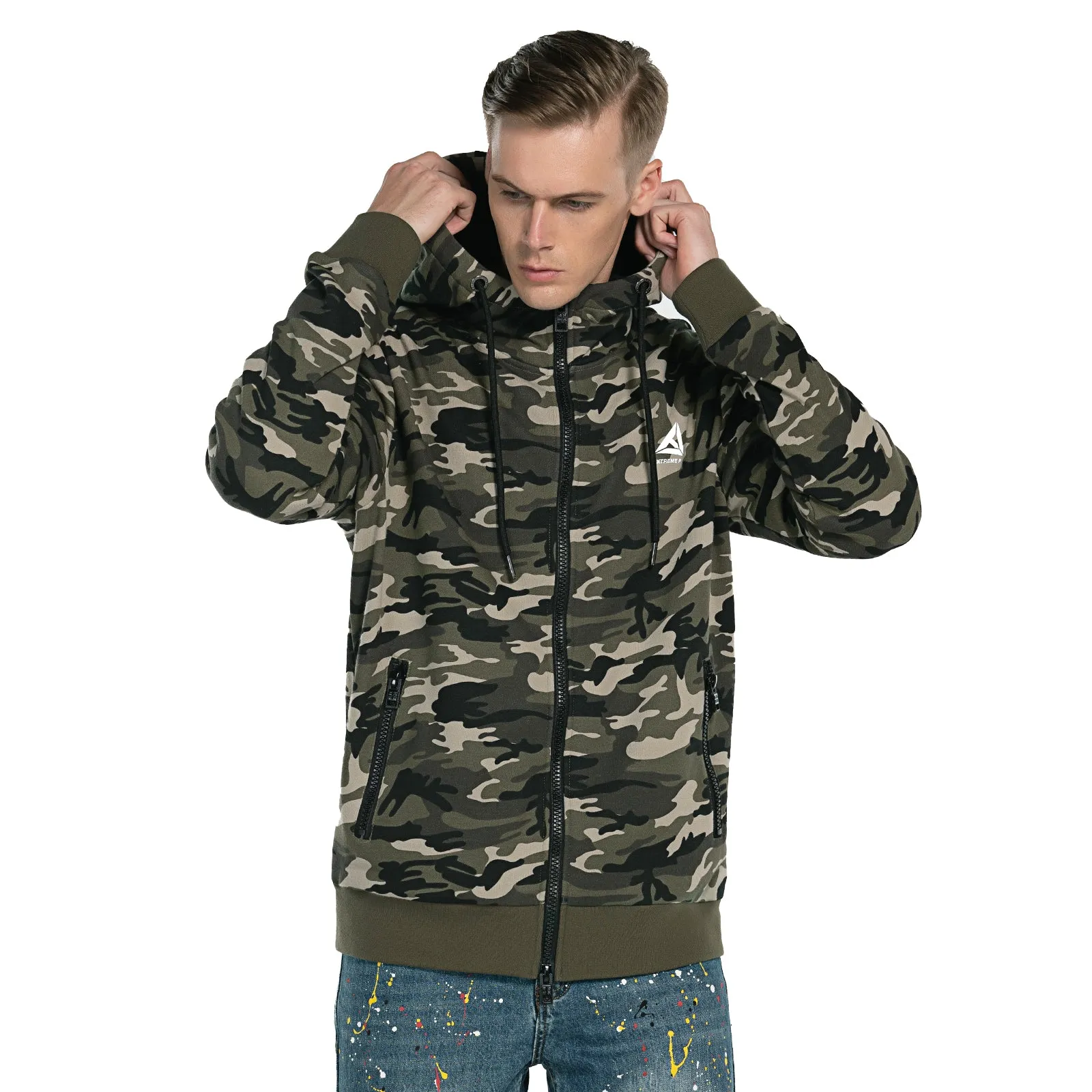 Mens Hoodie Full Zip Sweatshirts Camo Jacket size S M L XL