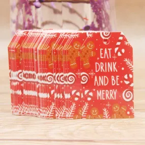 Merry Christmas Paper Gift Tags x 50 pcs - Eat Drink and Be Merry