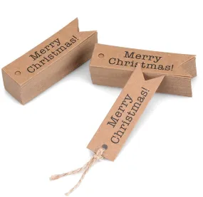 Merry Christmas Paper Gift Tags x 50 pcs - Natural Flag