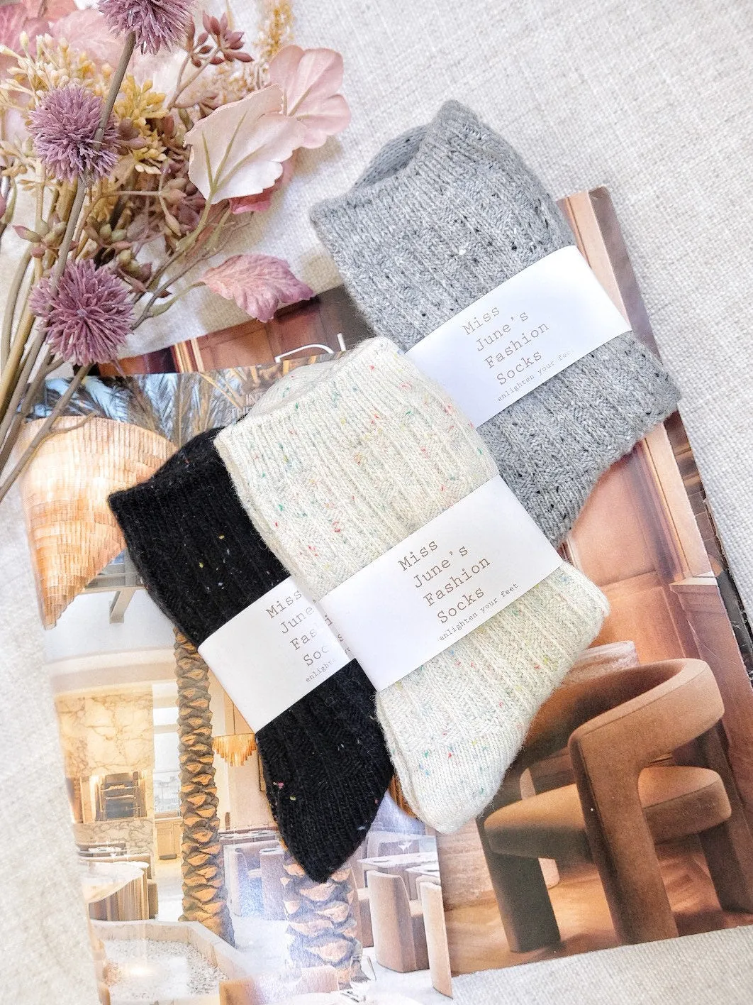 Miss June’s| 1 Pair Wool Angora blended socks|winter| Warm | Soft | High quality| Gift idea | Thanksgiving |women’s socks|Cozy