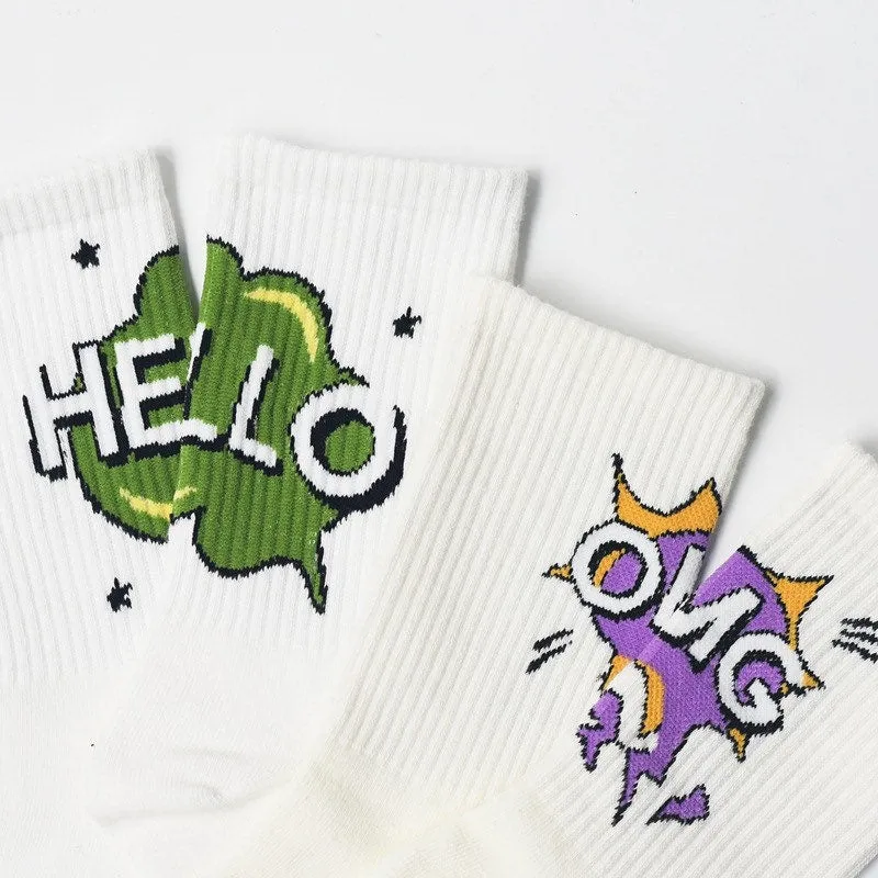 Miss June’s | Women’s | 1 Pair of cotton socks｜Creative | School | Cool | Patterned | Designed | Gift Idea | Casual | Comfortable