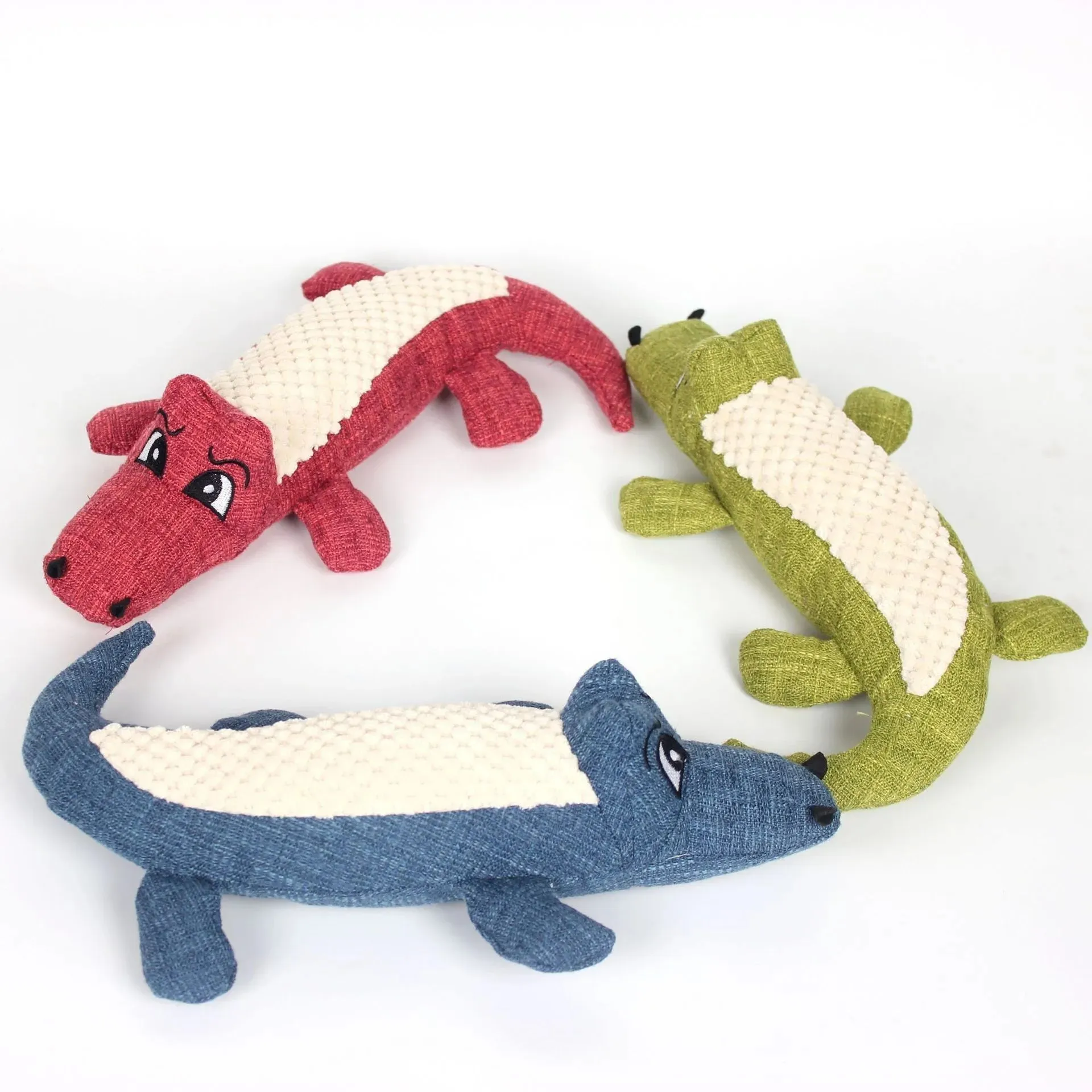 New Plush Crocodile Dog Toy – Sound-Making Corn Velvet Chew Toy for Dental Health