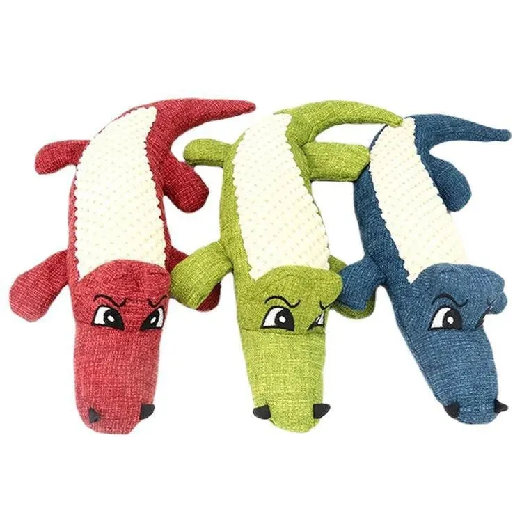 New Plush Crocodile Dog Toy – Sound-Making Corn Velvet Chew Toy for Dental Health