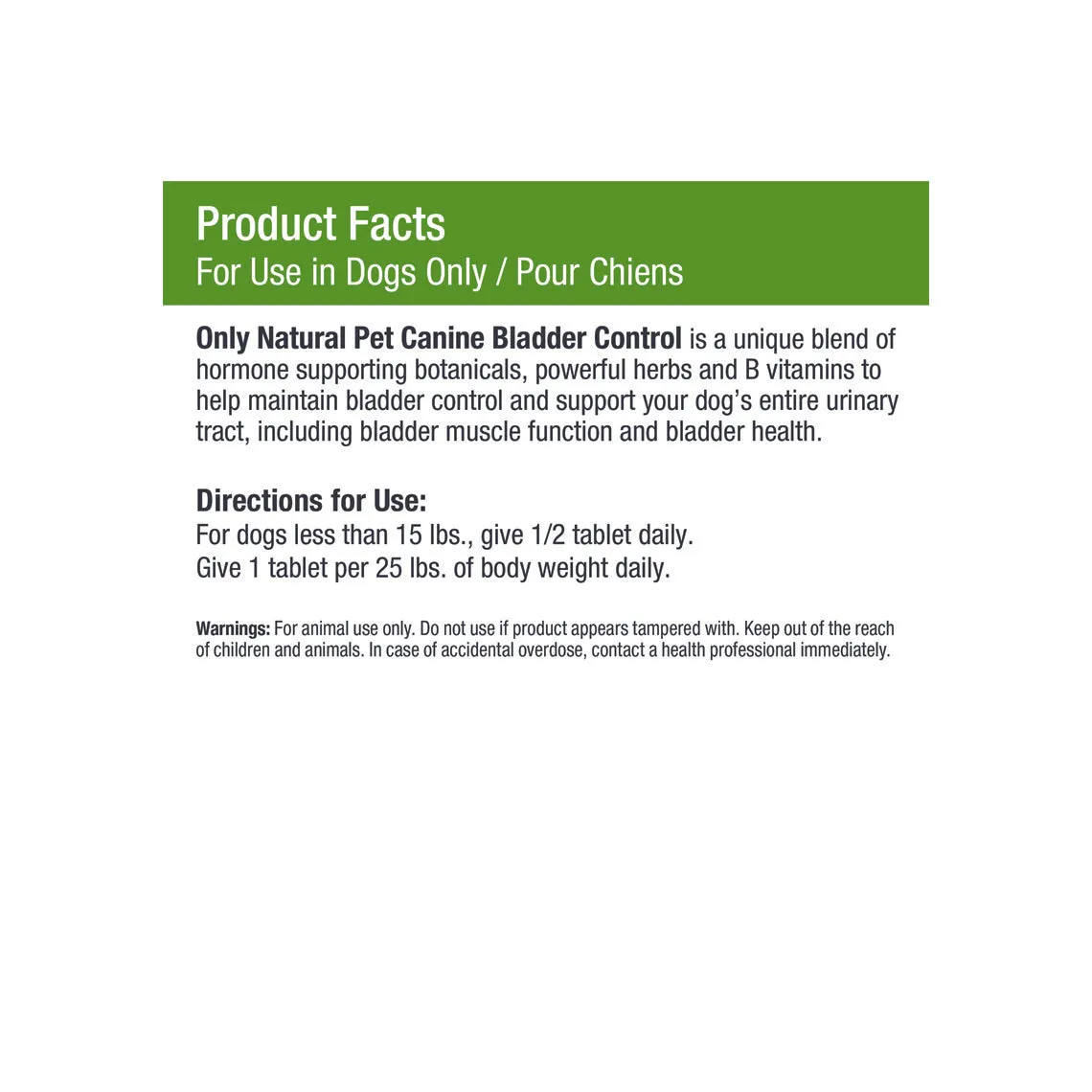 Only Natural Pet Canine Bladder Control for Dogs