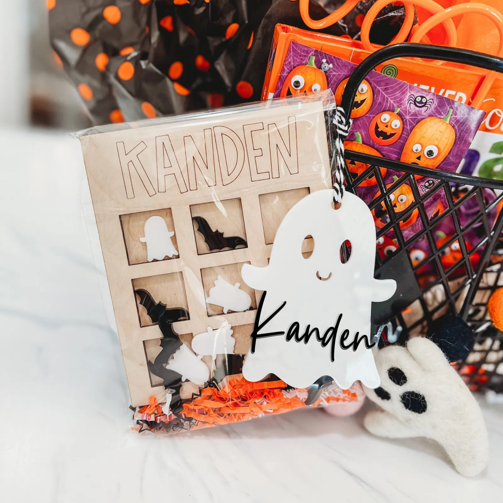 Personalized Halloween Tags, Boo Bag Tags, Acrylic Name Tags, Halloween Basket Tags HX05