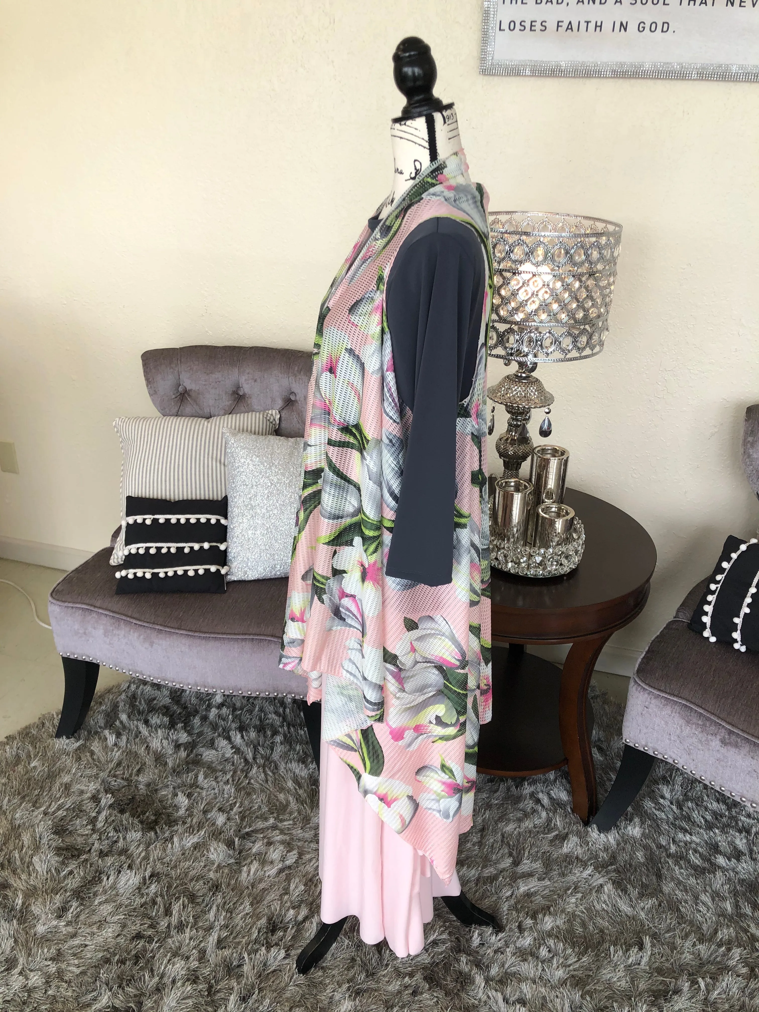 Pink Floral Pinhole Vest (OS)