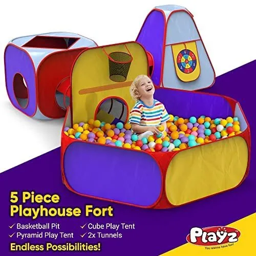 Playz 6ft. Kids Playhouse Jungle Gym Tunnel and Tent Set Parent