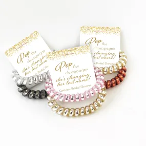 Pop The Champagne She's Changing Her Last Name Bridal Shower Favors, Spiral Hair Ties