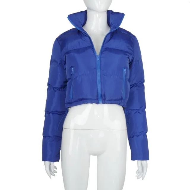 PU Leather Bubble Puffer Winter Warm Jacket