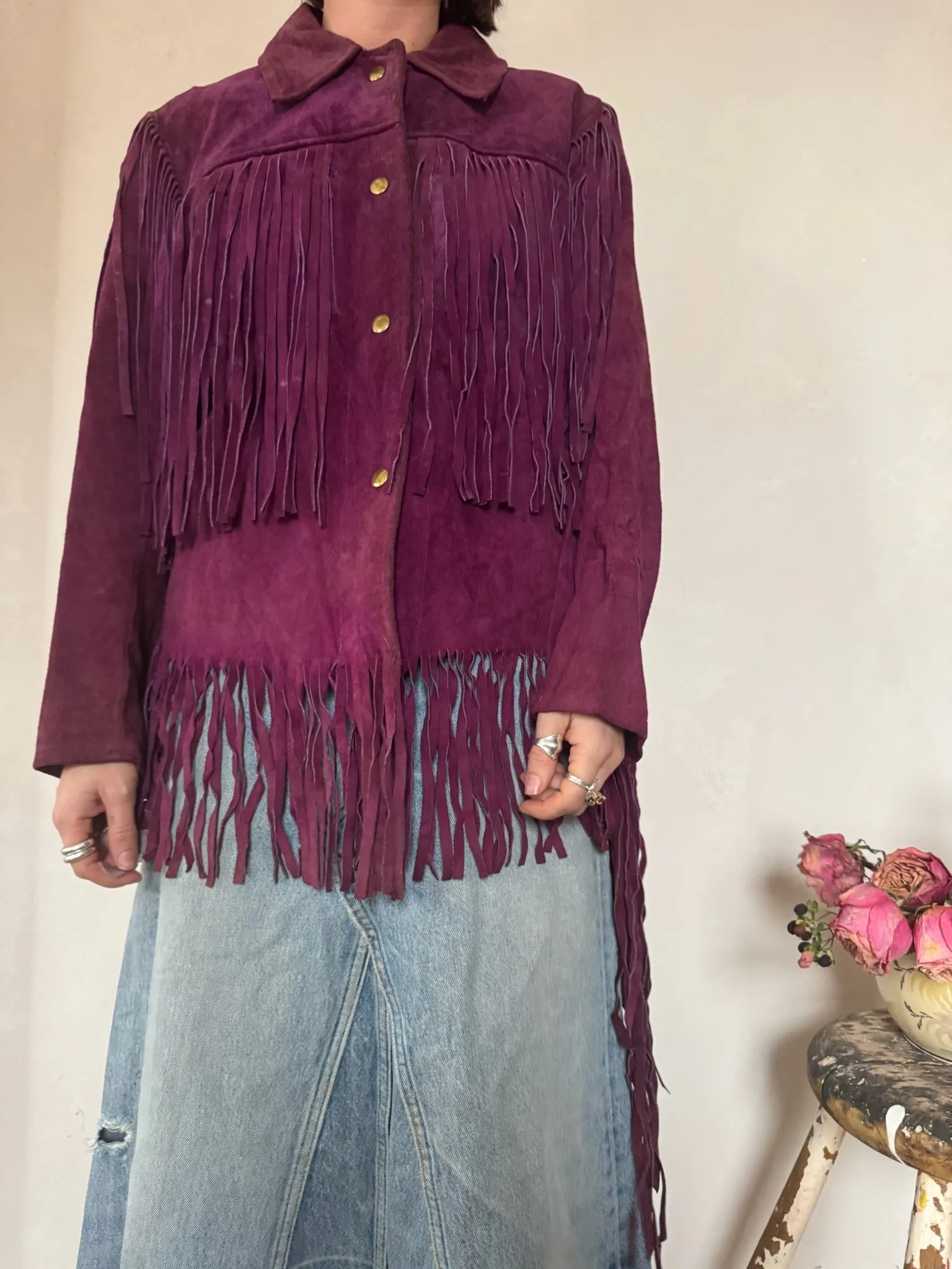 Purple Suede Fringe Jacket