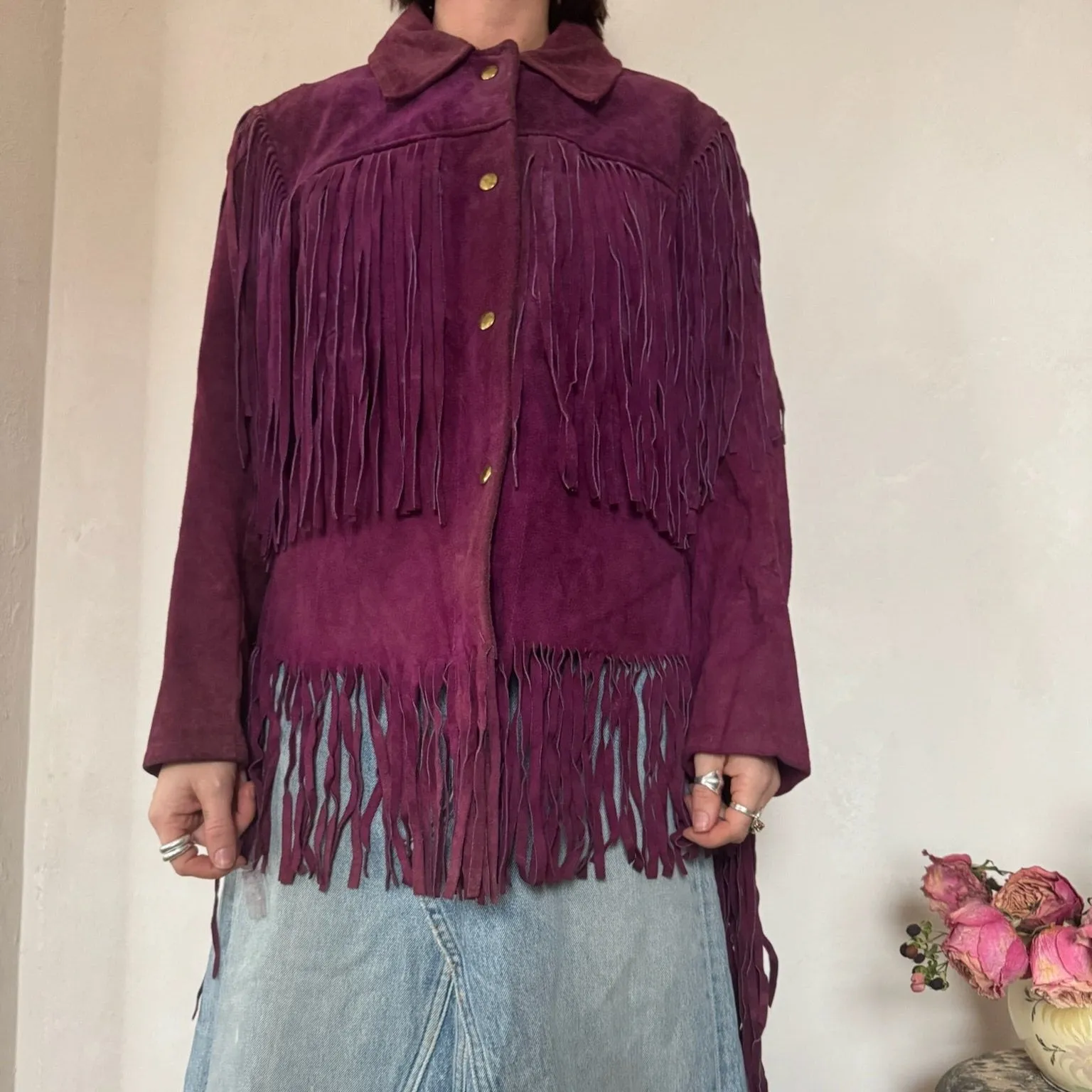 Purple Suede Fringe Jacket