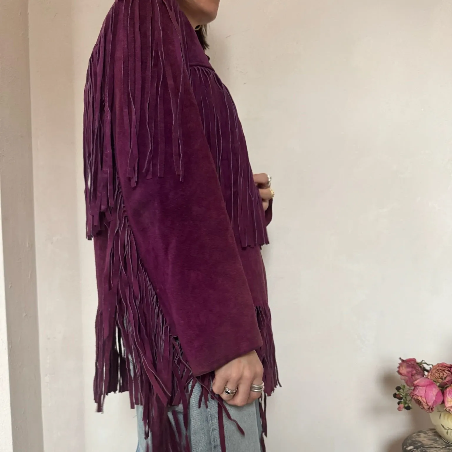 Purple Suede Fringe Jacket