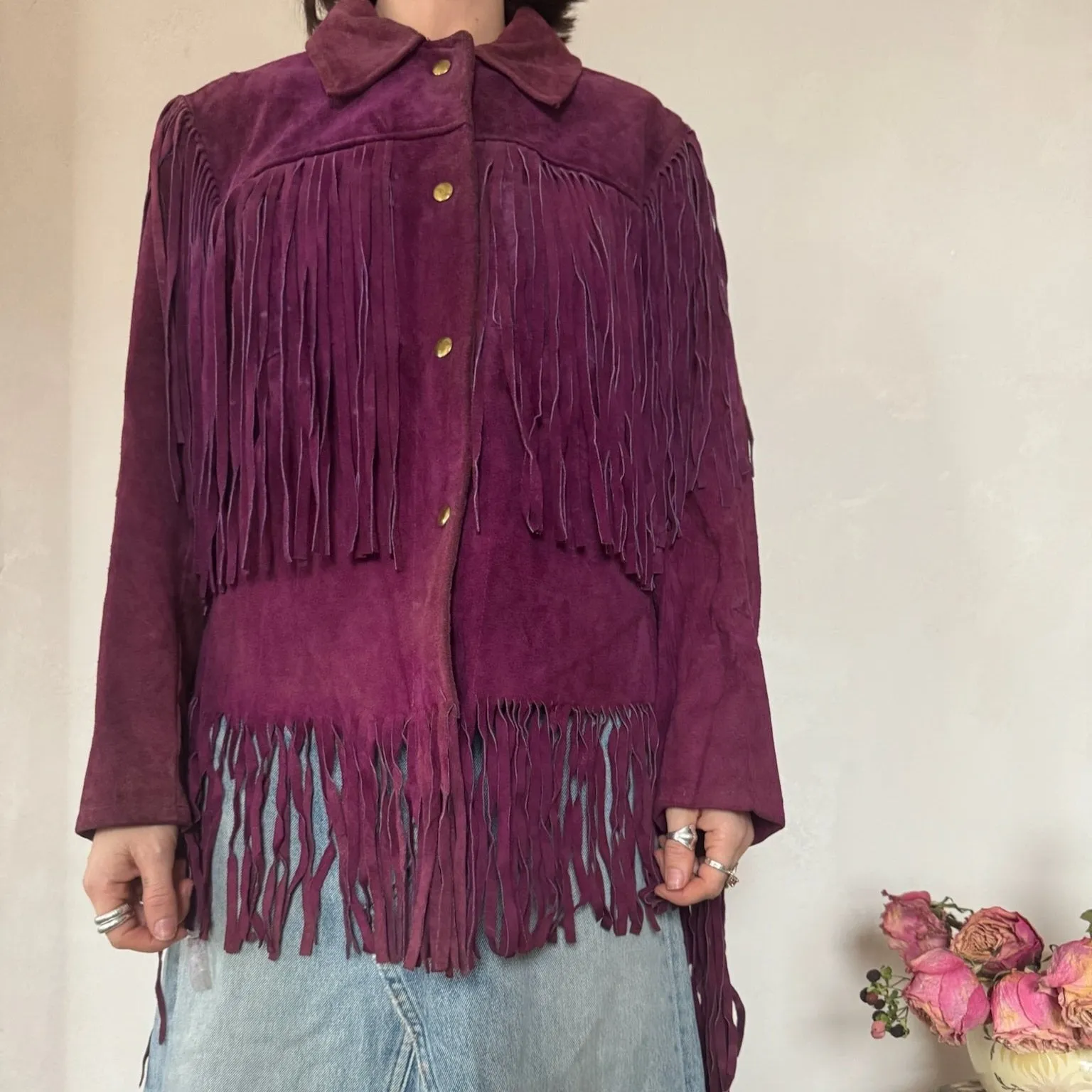 Purple Suede Fringe Jacket