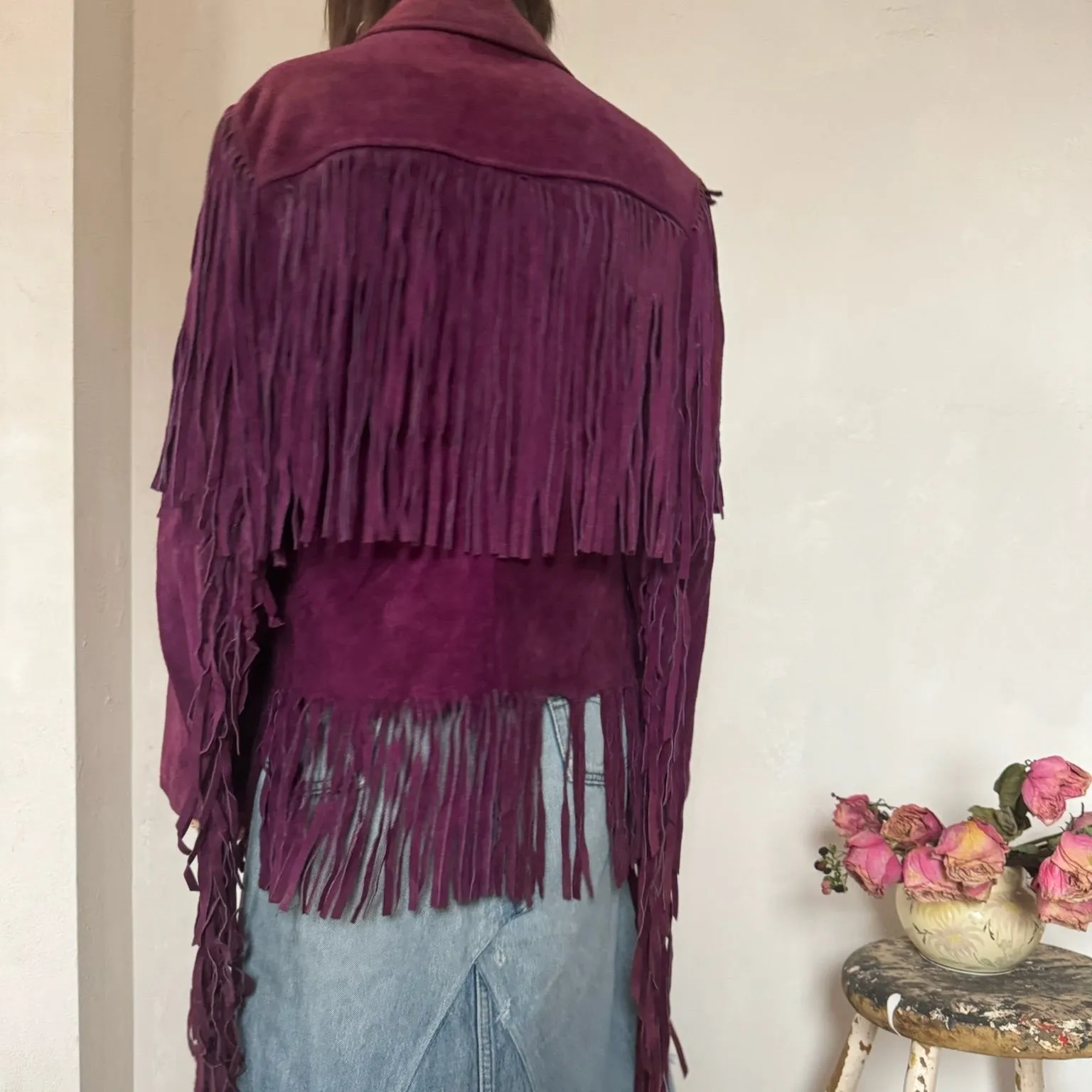 Purple Suede Fringe Jacket