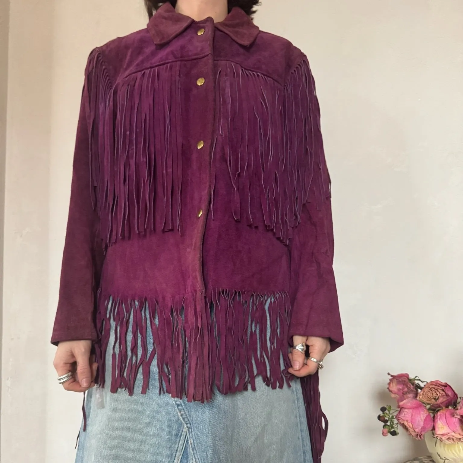 Purple Suede Fringe Jacket