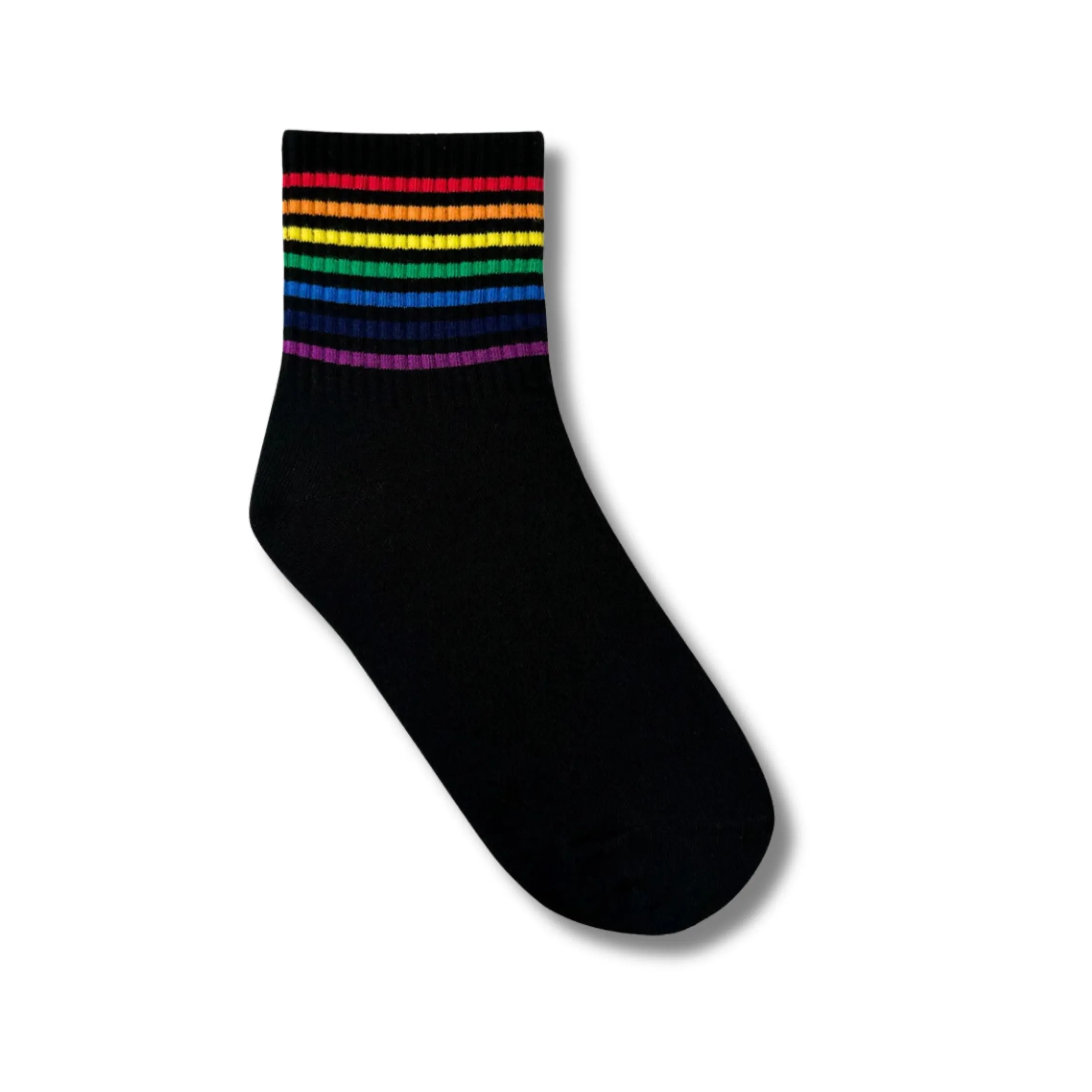 Rainbow Women's Crew Socks in White or Black | LGBTQ Pride [Size 5-10]