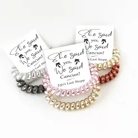 She Said Yes We Said Cancun Bachelorette Party Favors, Beach Bachelorette, Spiral Hair Ties