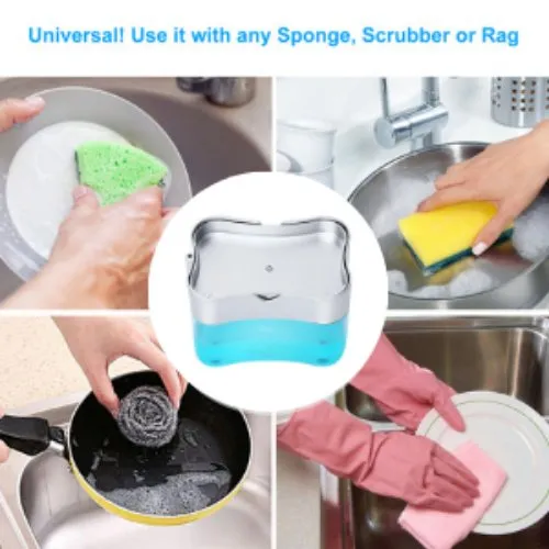 Soap pump dispenser and sponge holder for kitchen, Dark grey color