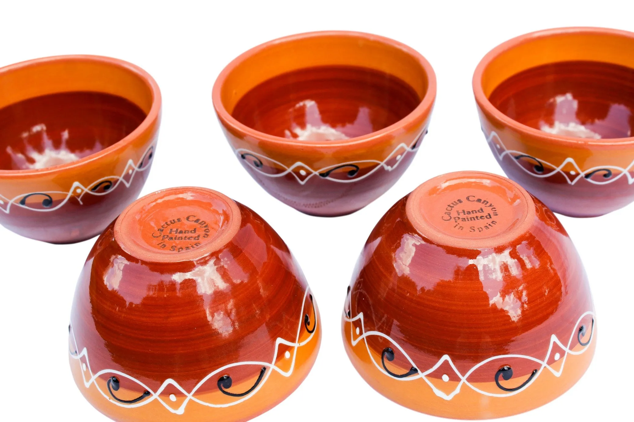 Spanish Sunset Breakfast Bowls, Set of 5 - Hand Painted From Spain