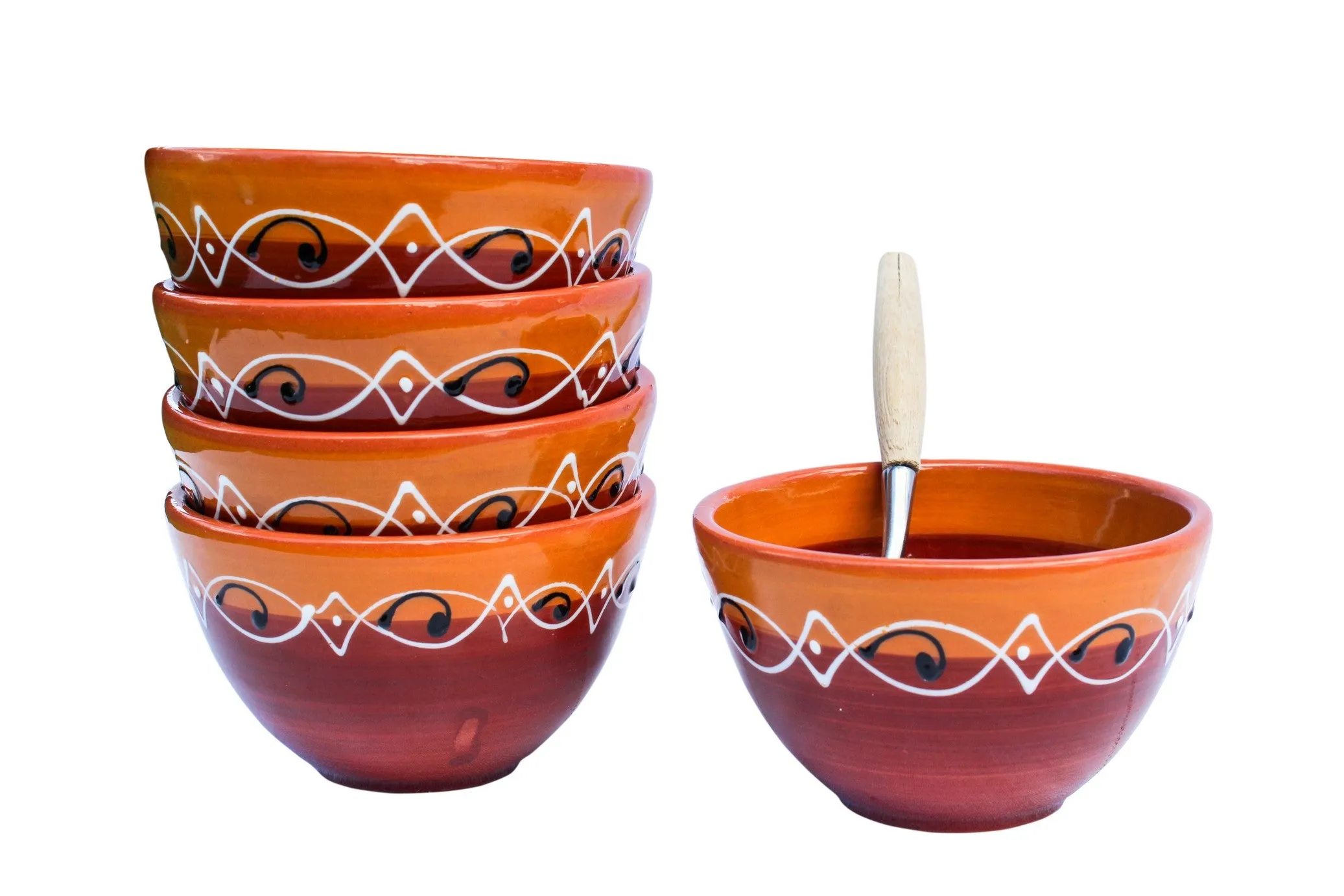 Spanish Sunset Breakfast Bowls, Set of 5 - Hand Painted From Spain