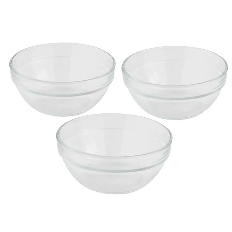 Stackable Bowls Clear Glass Kitchenware | Set of 6 | 2 x 5 inches | 370ml