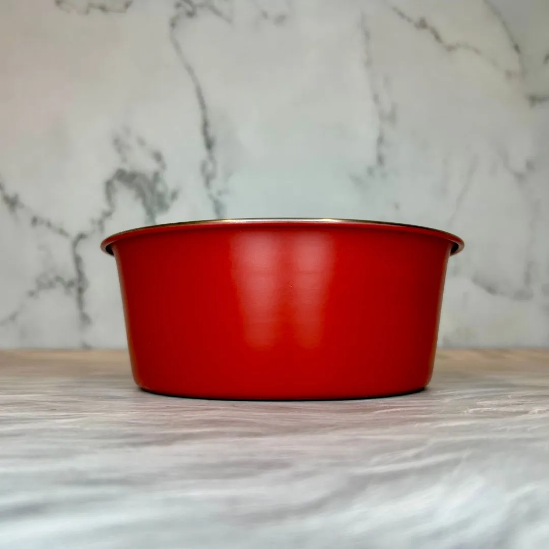 Stainless Steel Non-Skid Pet Feeding Chalk Bowl - Red