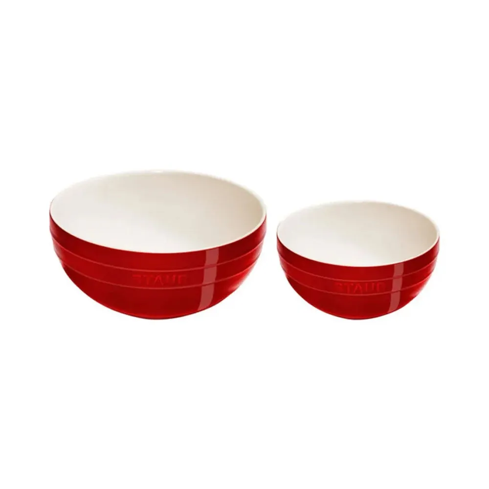 Staub 1029123 Stoneware 2pc Nested Mixing Bowl Set, Cherry