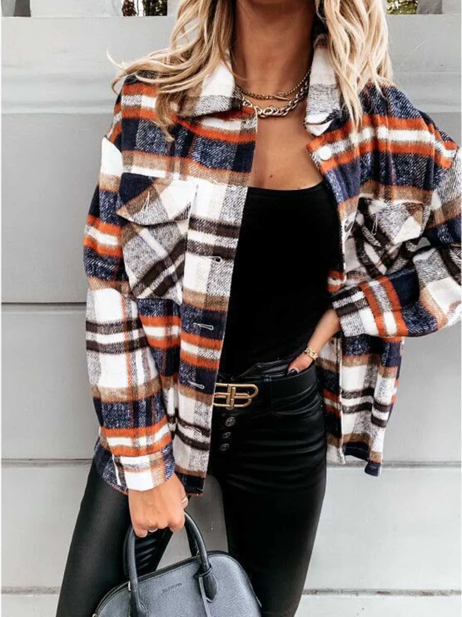 Stunncal  Pumpkin Patches Plaid Jacket(warm)