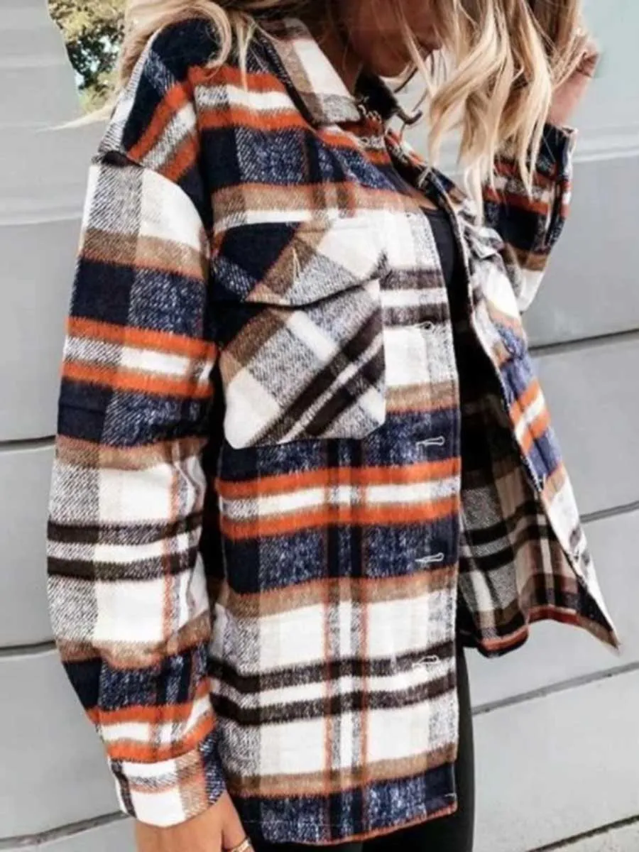 Stunncal  Pumpkin Patches Plaid Jacket(warm)