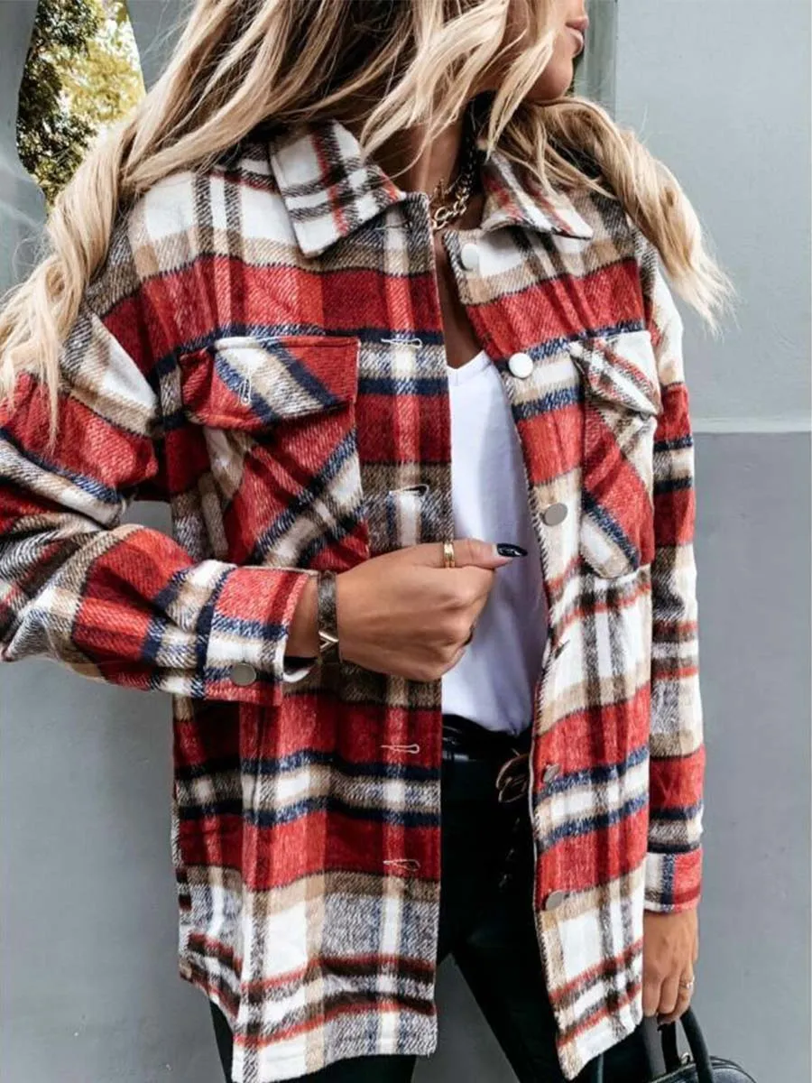 Stunncal  Pumpkin Patches Plaid Jacket(warm)