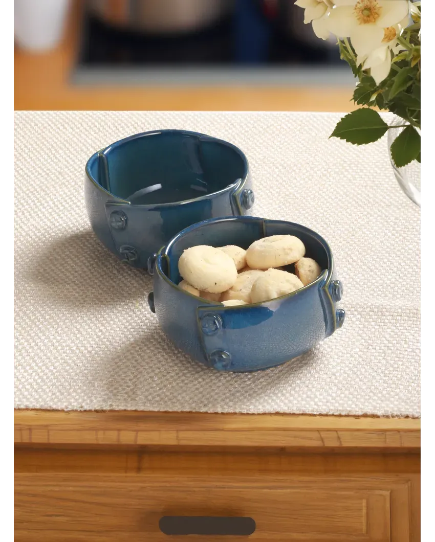 Teal Blue Ceramic Serving Bowl with Gift Box | Set of 2