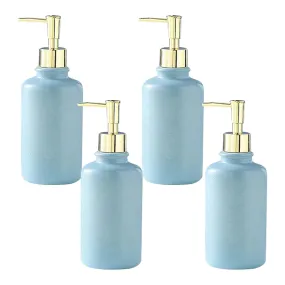 The Better Home 400ml Soap Dispenser Bottle - Blue (Set of 4) |Ceramic Liquid Pump Dispenser for Kitchen, Wash-Basin, and Bathroom