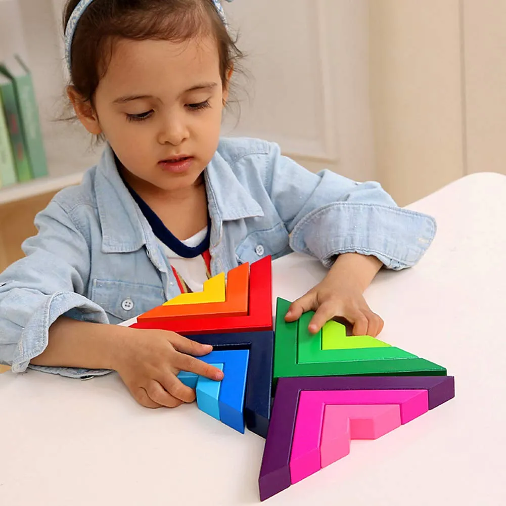 Vibrant Arcadia: Colorful Wooden Rainbow Stacker Toy for Imaginative Play and Learning Fun