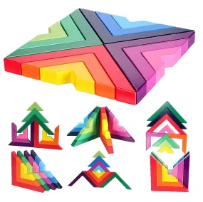 Vibrant Arcadia: Colorful Wooden Rainbow Stacker Toy for Imaginative Play and Learning Fun