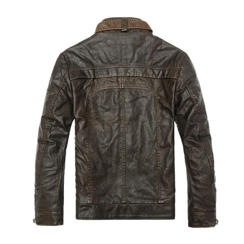 Warm Men Motorcycle Leather Jacket