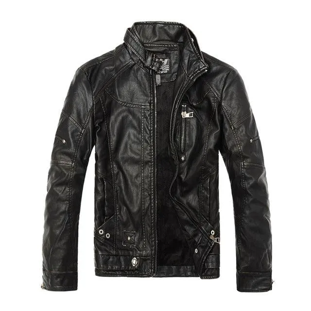 Warm Men Motorcycle Leather Jacket