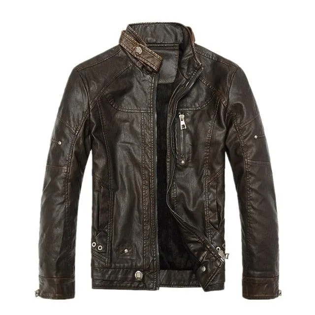 Warm Men Motorcycle Leather Jacket