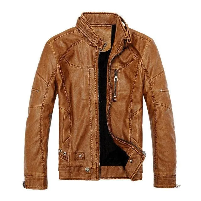 Warm Men Motorcycle Leather Jacket